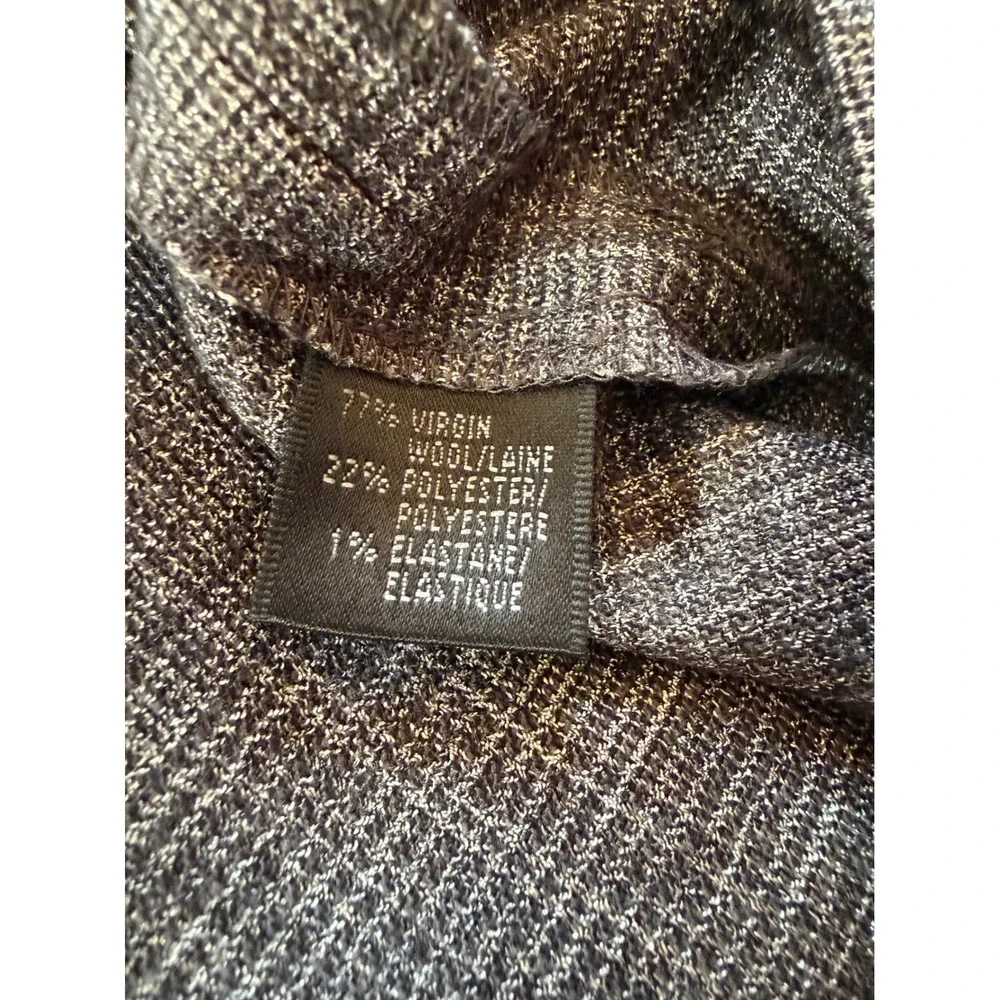 Glen Plaid Virgin Wool‎ Blend Dress Pants Grey Lafayette 148 New York Size 14